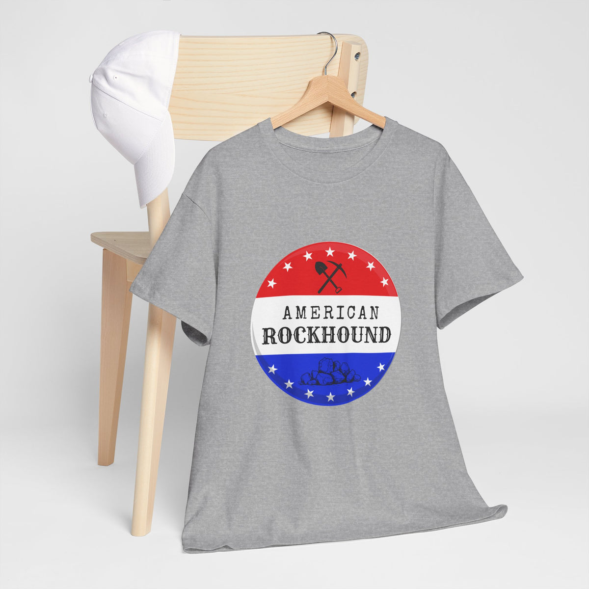 American Rockhound Tee, Patriotic Rock Collector Shirt, Red White Blue Geology Gift