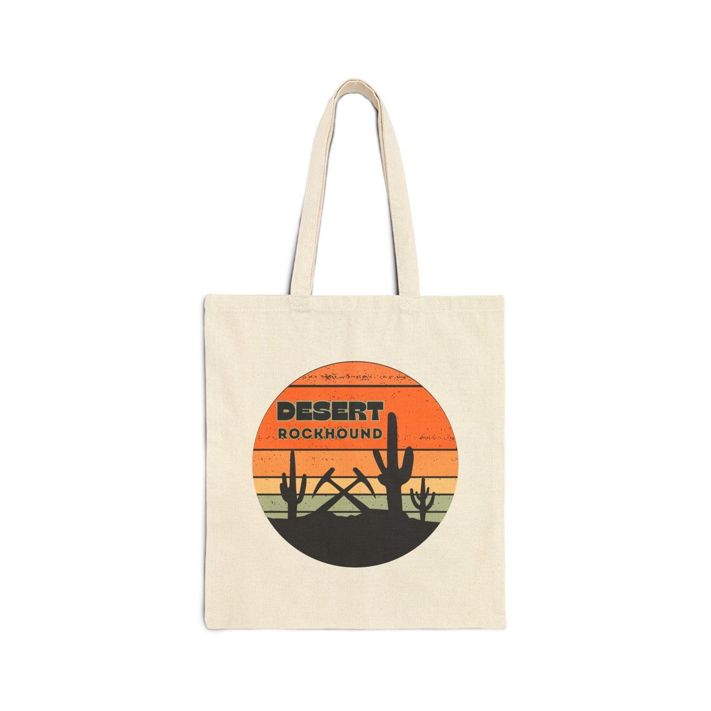 Desert Rockhound Tote Bag Cactus Scene Geology Rockhound Cotton Canvas