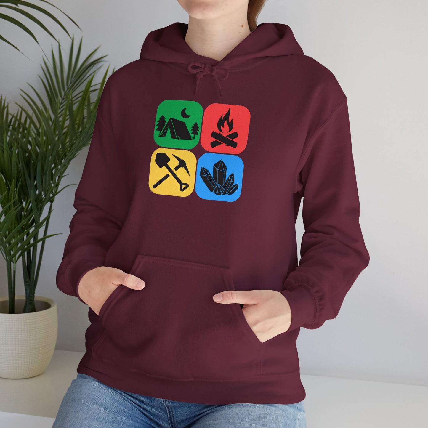 Color Block Icon Rockhound Hoodie Camping Adventure Unisex Hooded Sweatshirt