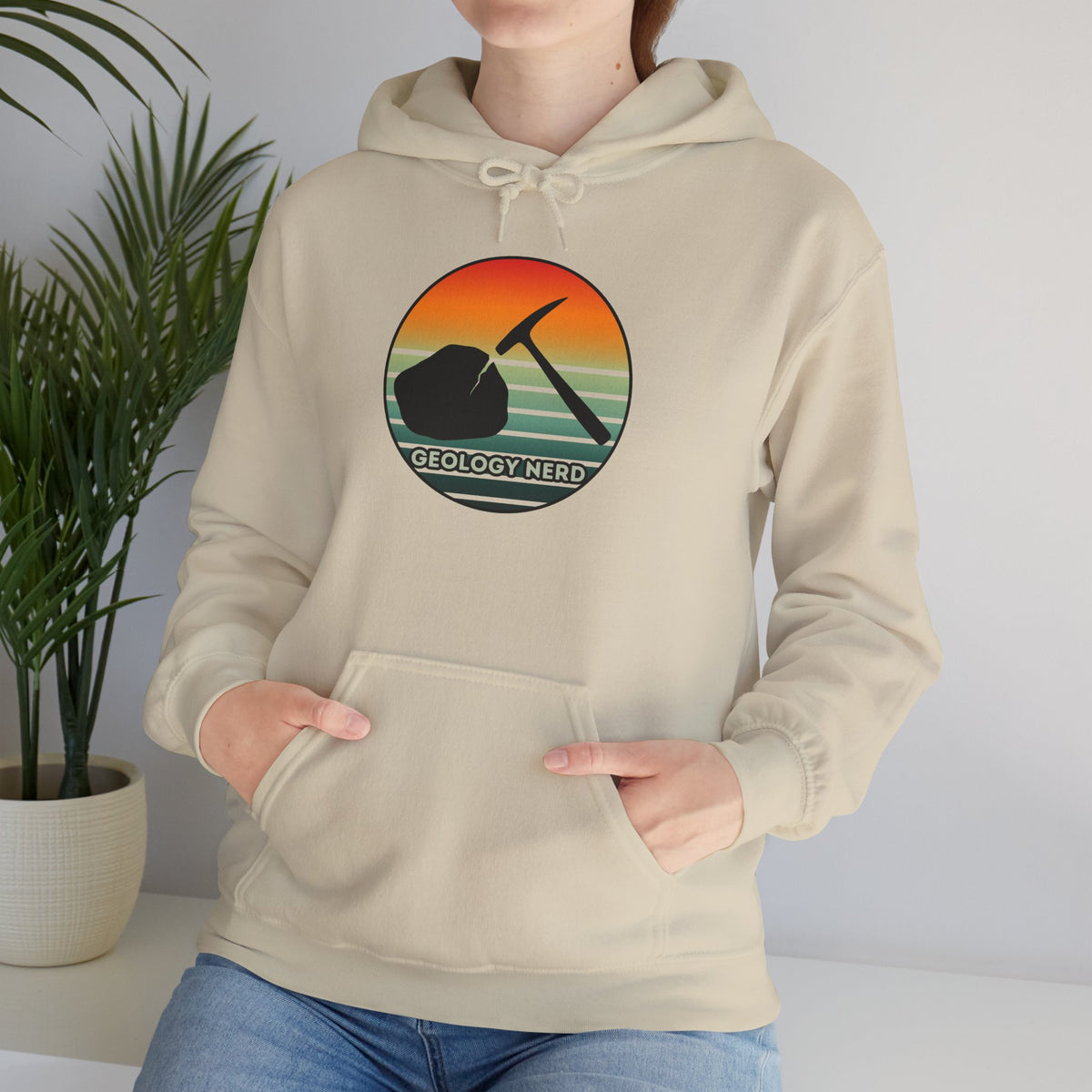 Geology Nerd Hoodie Rock Hammer Sunset Silhouette Rockhound Gift Unisex