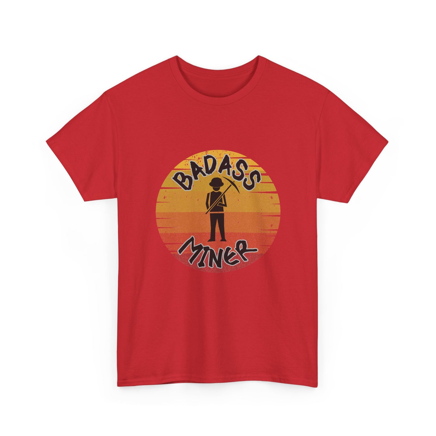 Badass Miner Rock Hammer Sunset Unisex Cotton Tee