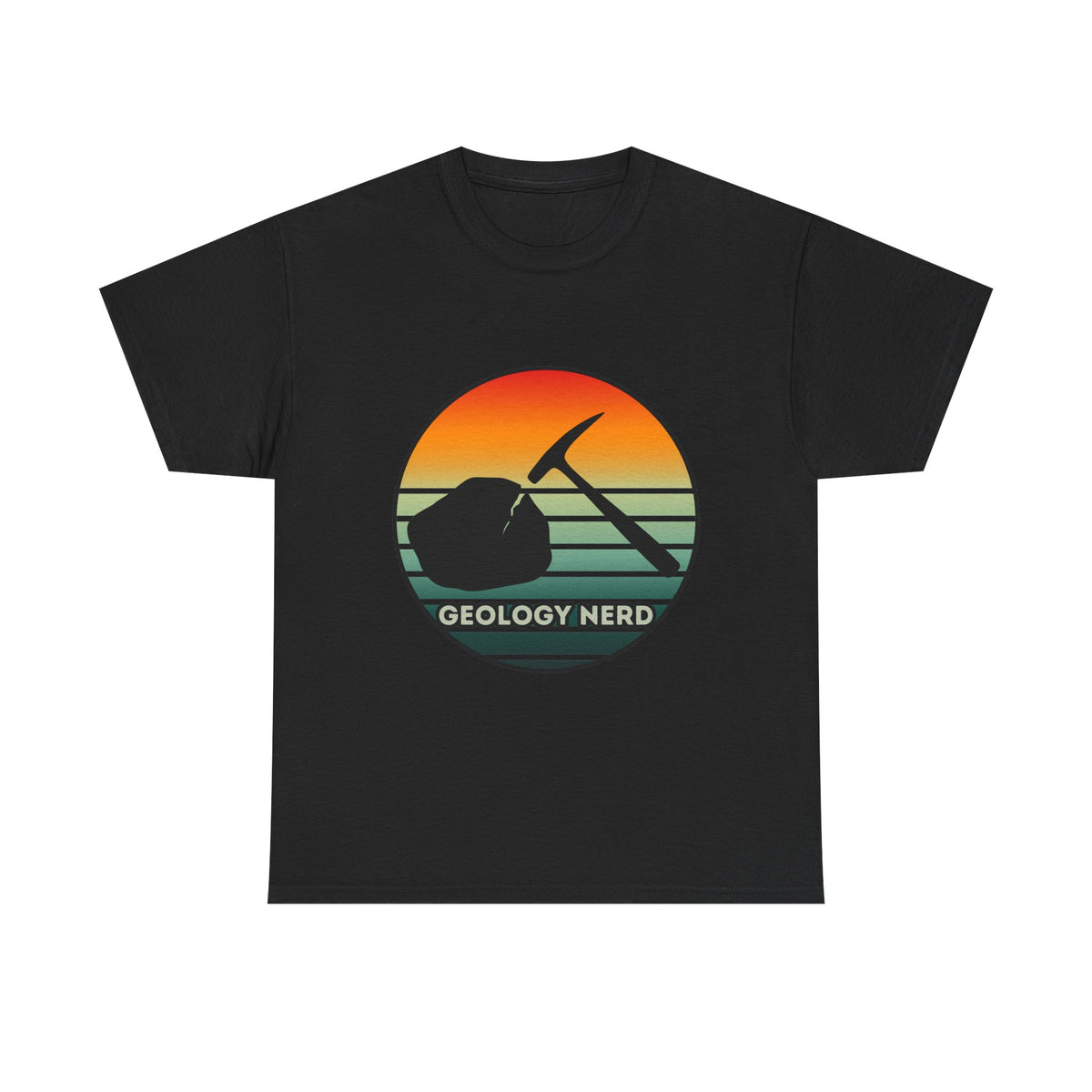Geology Nerd T-Shirt Rock Hammer Sunset Silhouette Rockhound Geologist Gift