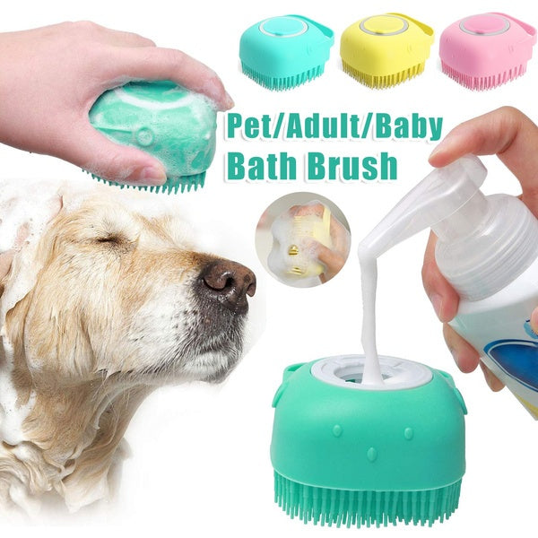 Silicone Dog Bath Massage Brush with Integrated Shampoo Dispenser Quick-Clean Grooming for Adventurous Dogs Pour Shampoo Grooming Supplies