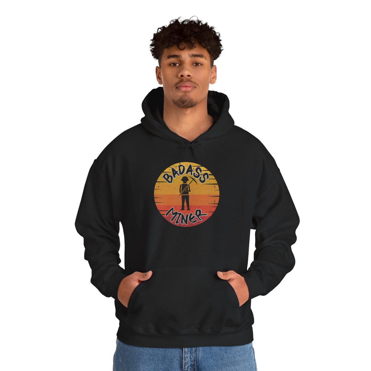 Badass Miner Rock Hammer Sunset Hoodie Unisex Hooded Sweatshirt