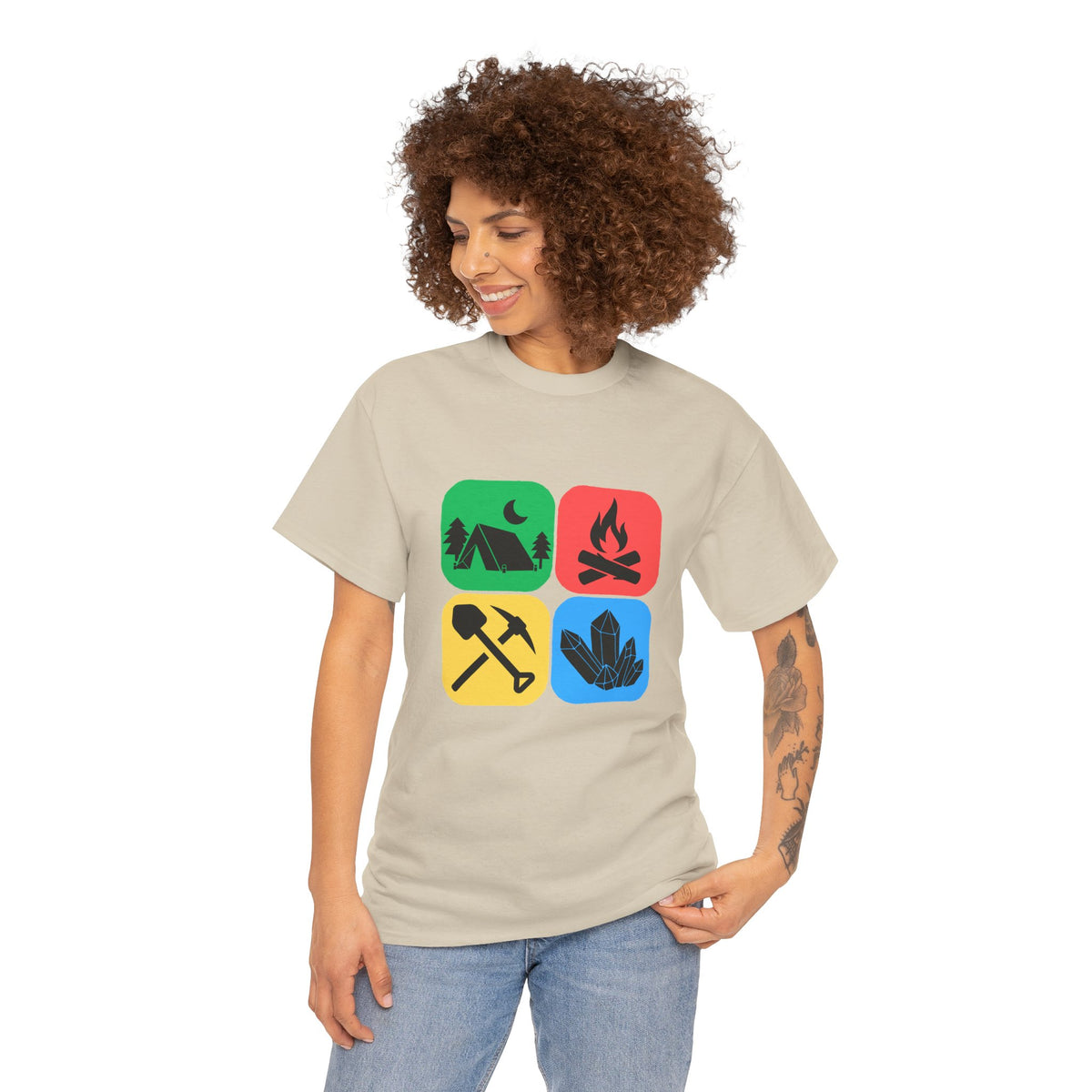Color Block Icon Rockhound Camping Adventure Unisex Tee