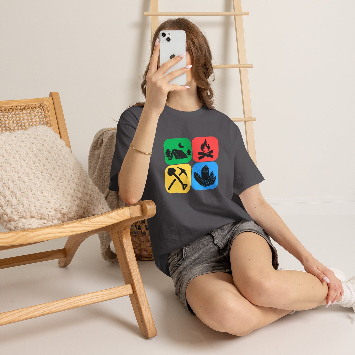 Color Block Icon Rockhound Camping Adventure Unisex Tee