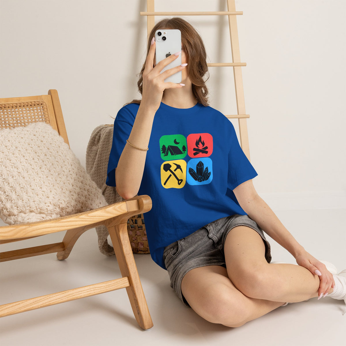 Color Block Icon Rockhound Camping Adventure Unisex Tee