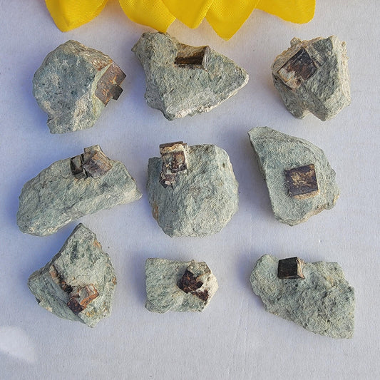 Natural Cubic Limonite after Pyrite Pseudomorph Crystals on Matrix, Wholesale Lot of 9 Pieces, 117 g Total