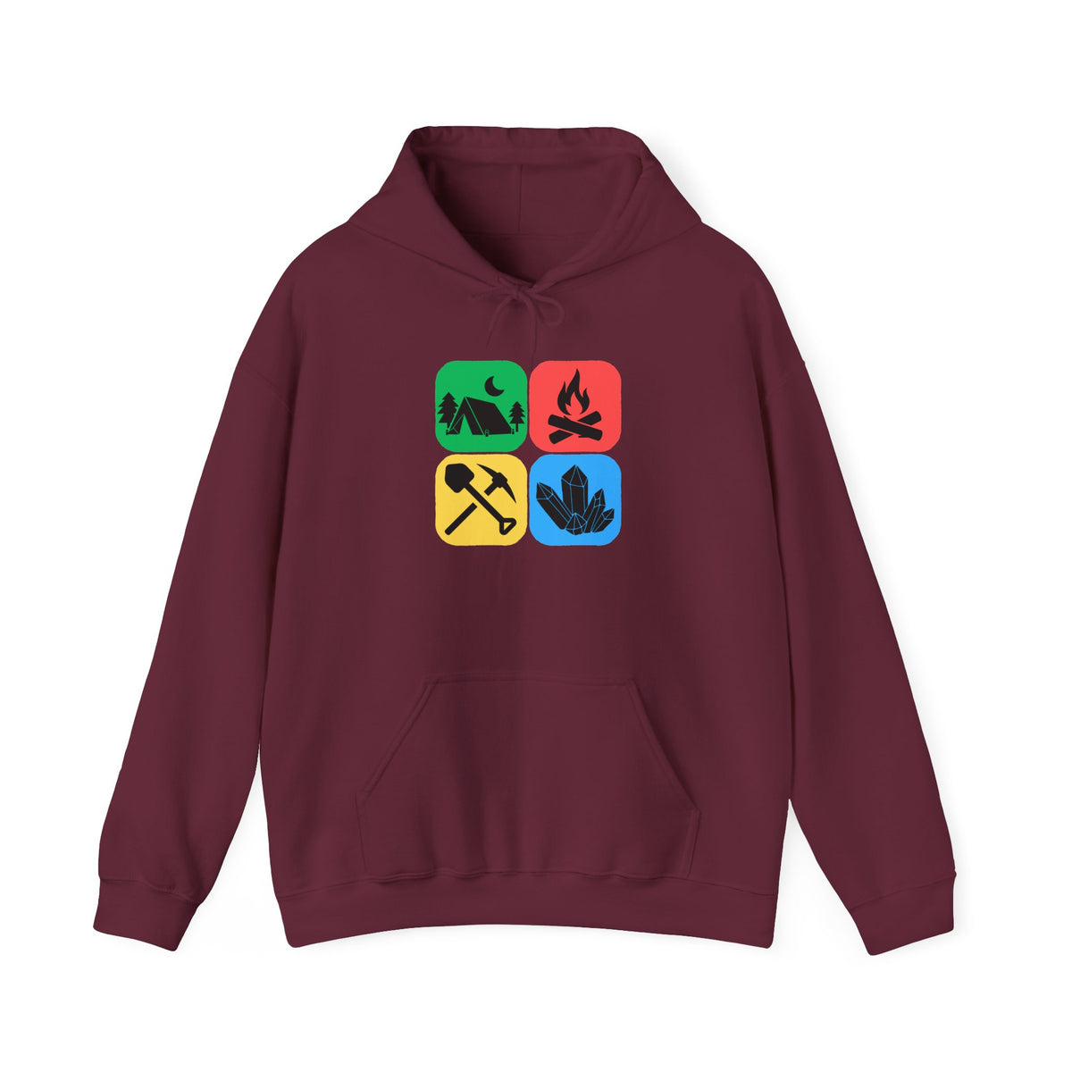 Color Block Icon Rockhound Hoodie Camping Adventure Unisex Hooded Sweatshirt