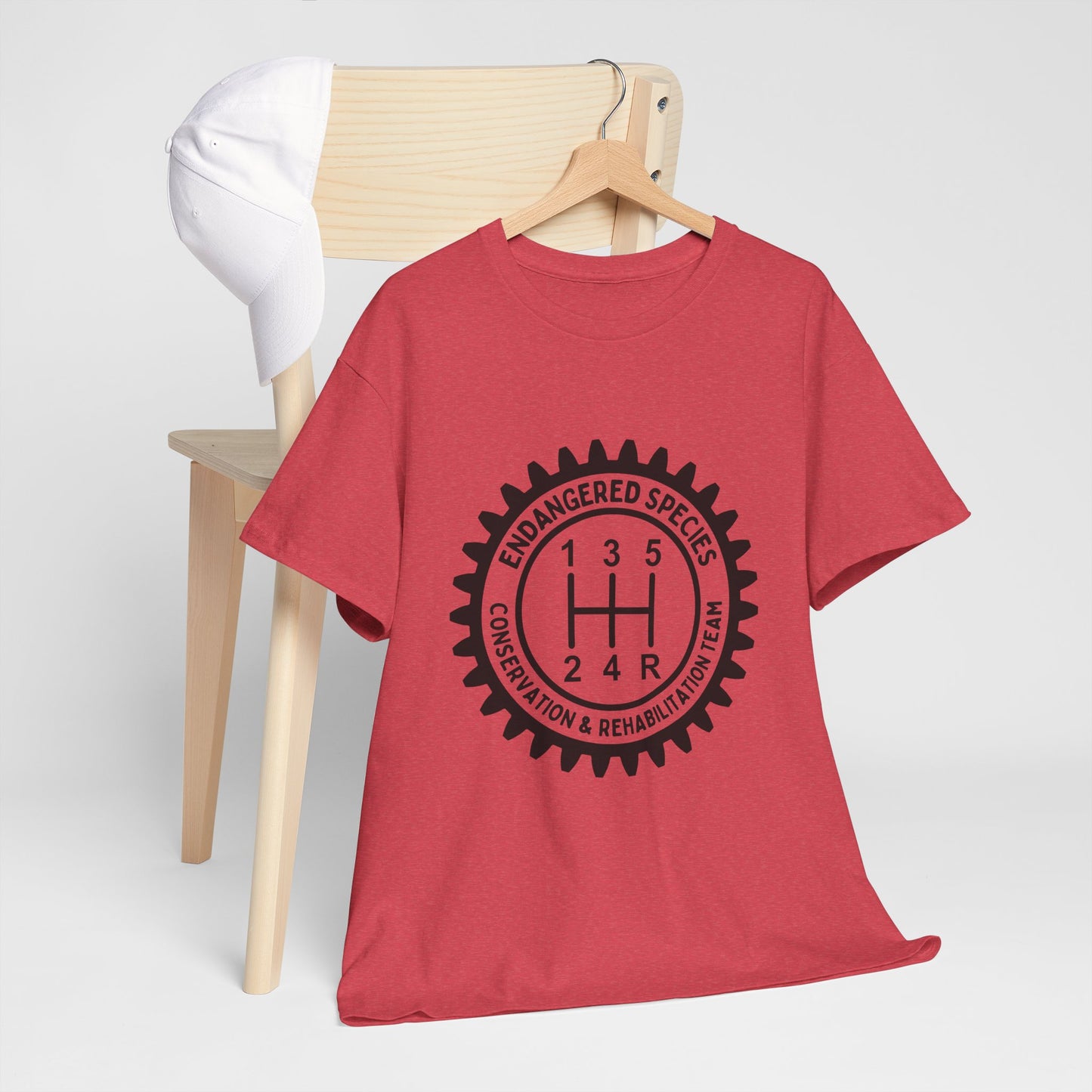 Manual Transmission Stick Shift Humor Tee - Endangered Species Conservation & Rehabilitation Team - Black Print