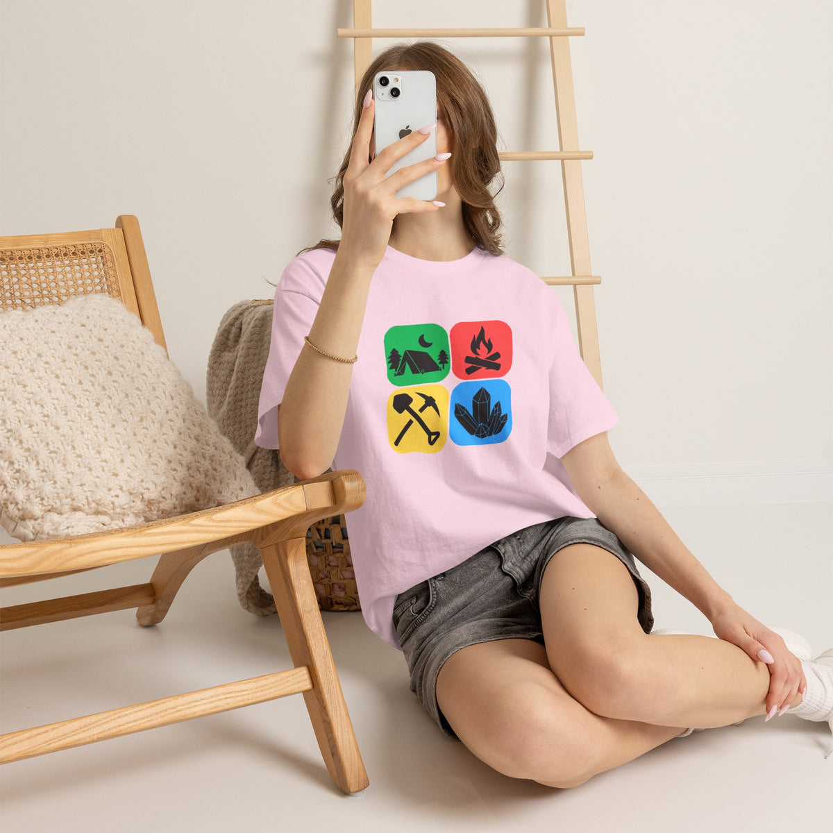Color Block Icon Rockhound Camping Adventure Unisex Tee