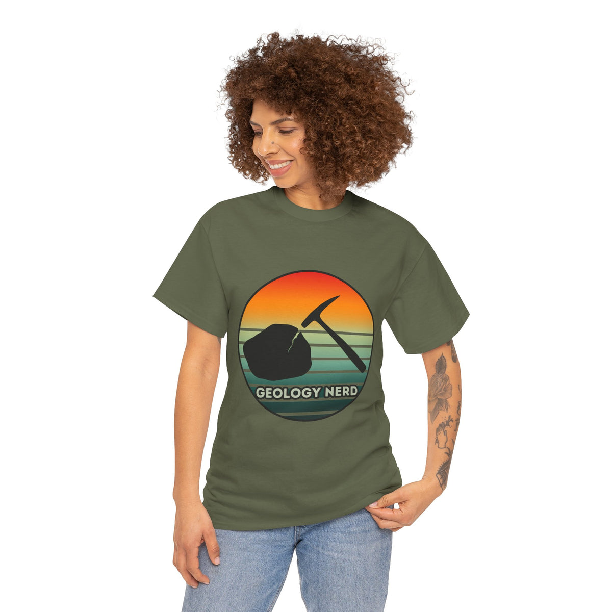 Geology Nerd T-Shirt Rock Hammer Sunset Silhouette Rockhound Geologist Gift