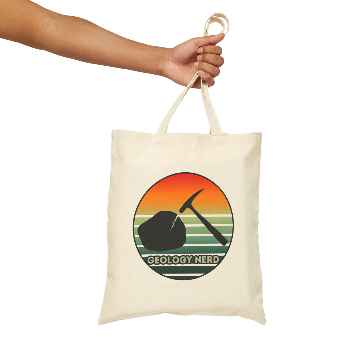 Geology Nerd Tote Bag Sunset Rock Hammer Cotton Canvas Reusable