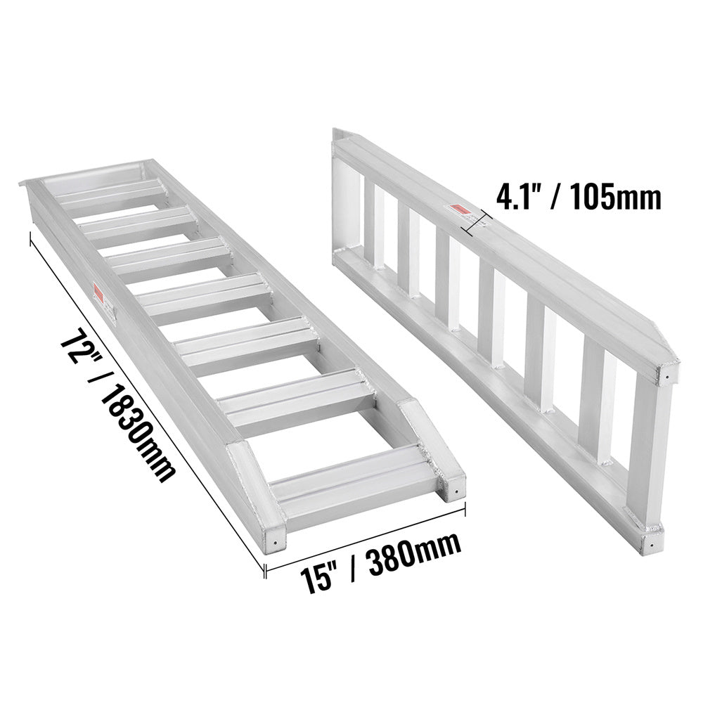 Heavy-Duty Aluminum Ramps – 8810 lbs Capacity, Universal Loading Ramp for Motorcycle, ATV, UTV, Tractor &amp; More (72"x15", 2-Pack)