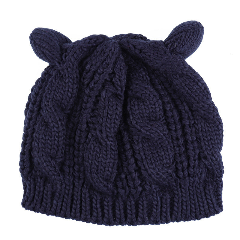 Cat Ear Beanie for Winter Cute Knitted Hat