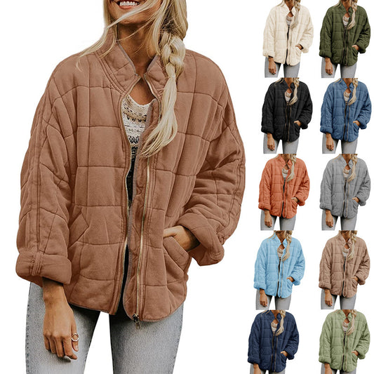 Adventure-Ready Jacket Fall Winter Zip-up Coat With Pockets Fashion Solid Color Long Sleeved Jacket Women's Clothing