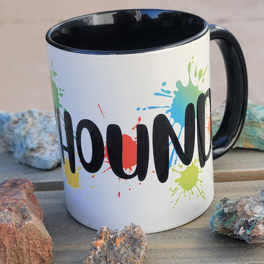 Rockhound Coffee Mug, Colorful Gift for Geologists, Rock Collectors, and Miners, 11 oz, White with Black Inside