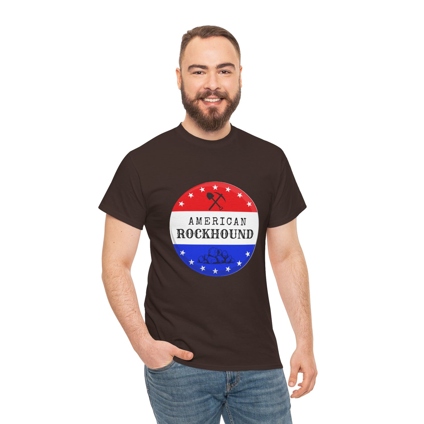 American Rockhound Tee, Patriotic Rock Collector Shirt, Red White Blue Geology Gift