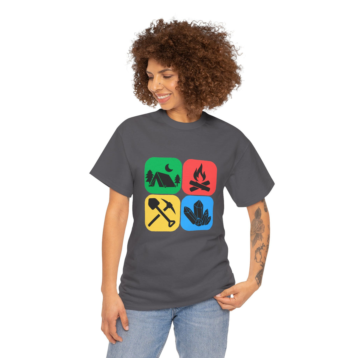 Color Block Icon Rockhound Camping Adventure Unisex Tee