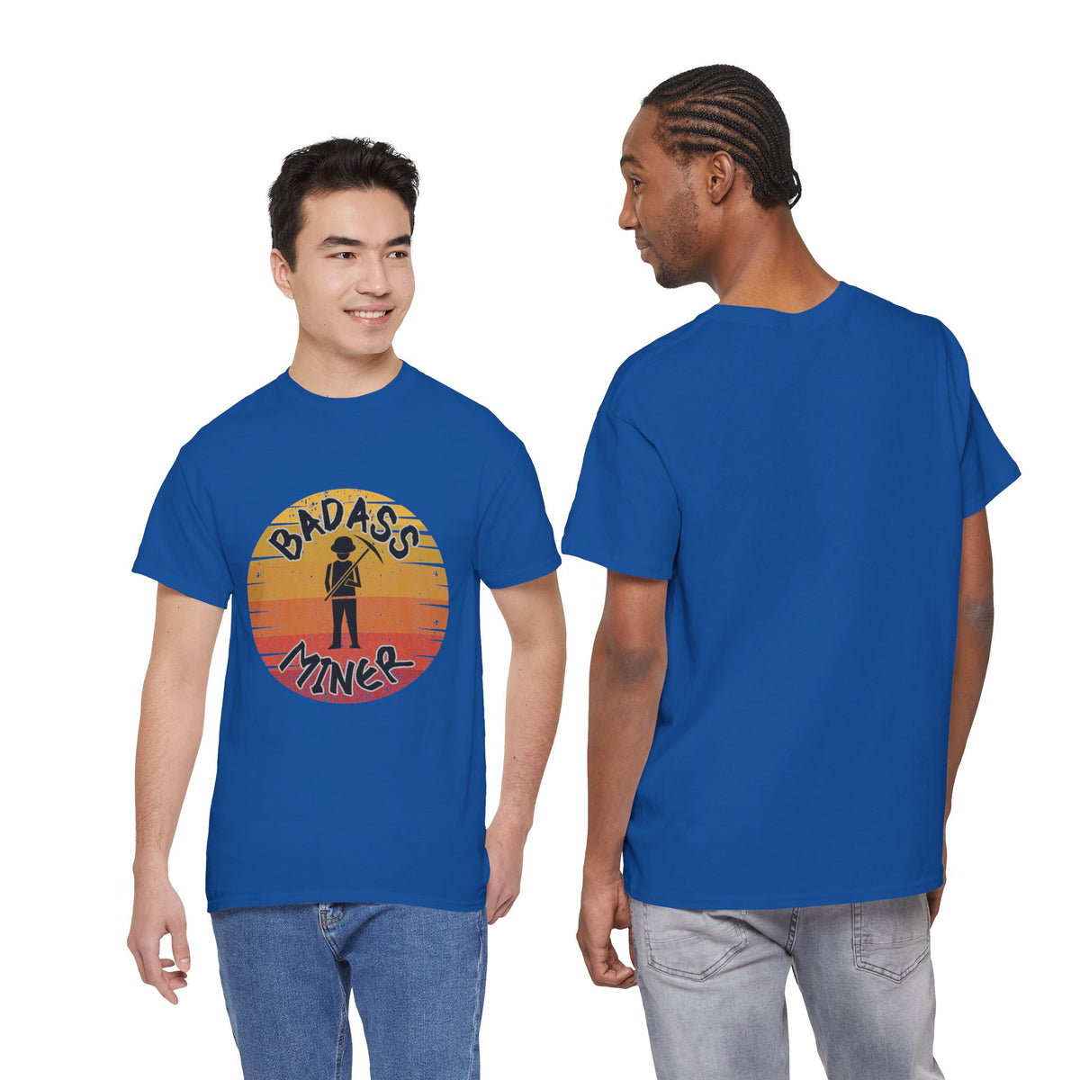 Badass Miner Rock Hammer Sunset Unisex Cotton Tee