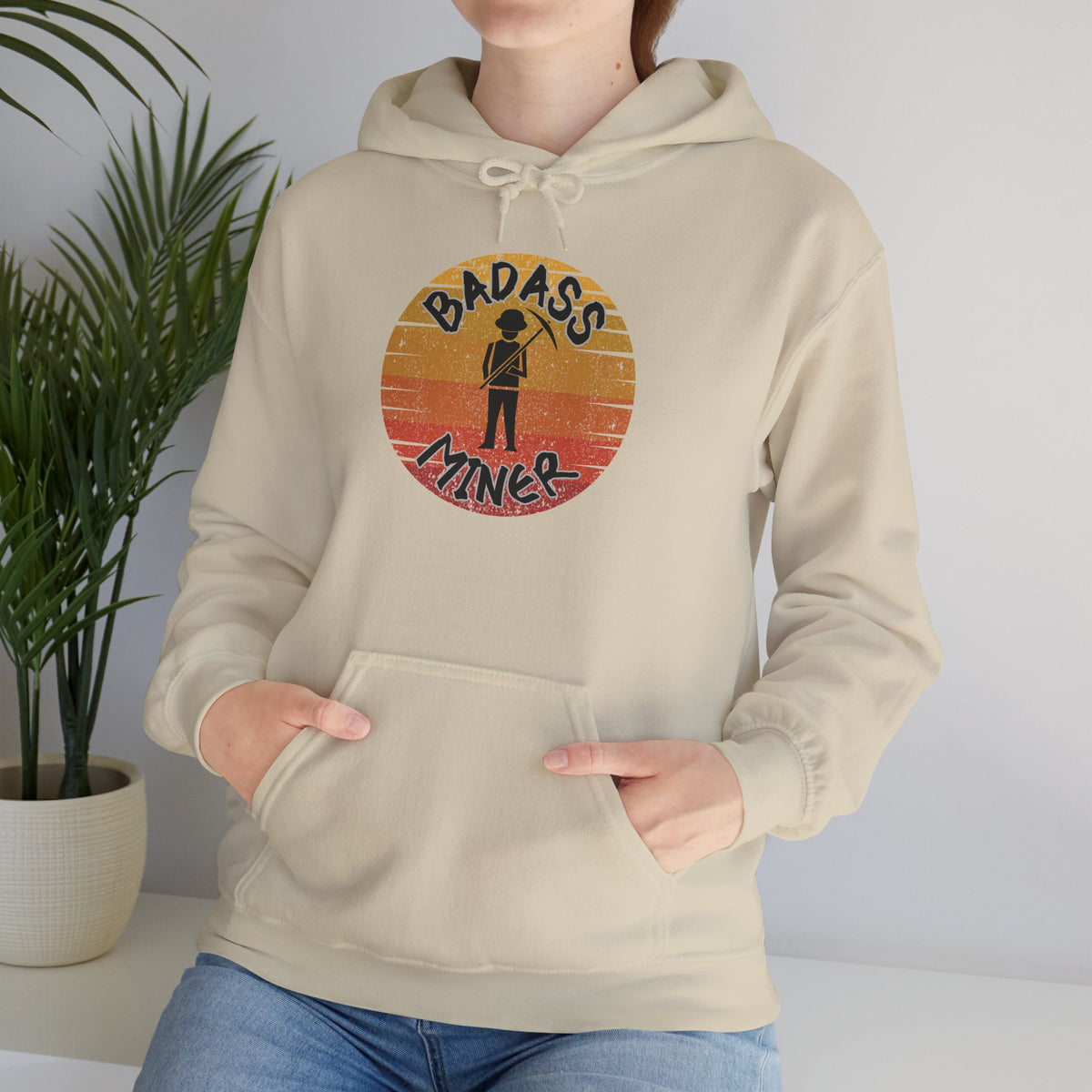 Badass Miner Rock Hammer Sunset Hoodie Unisex Hooded Sweatshirt