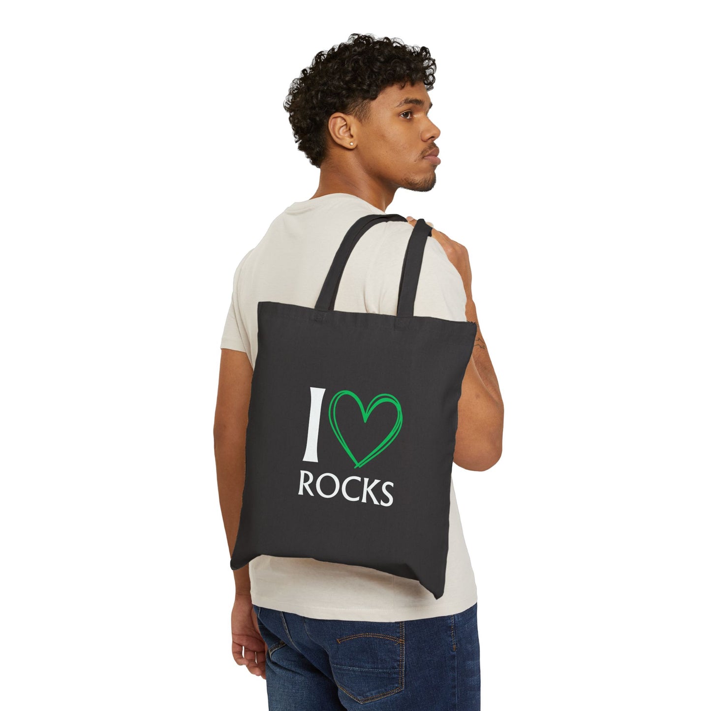 I Love Rocks Geology Tote Bag Rockhound Cotton Canvas Reusable