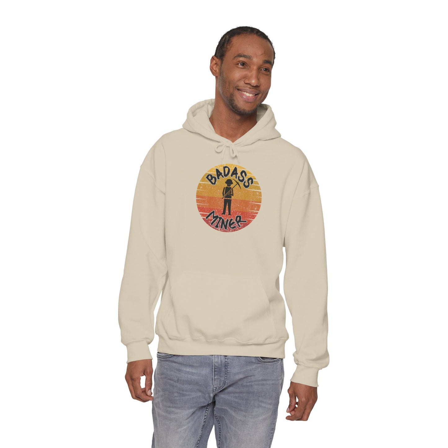 Badass Miner Rock Hammer Sunset Hoodie Unisex Hooded Sweatshirt