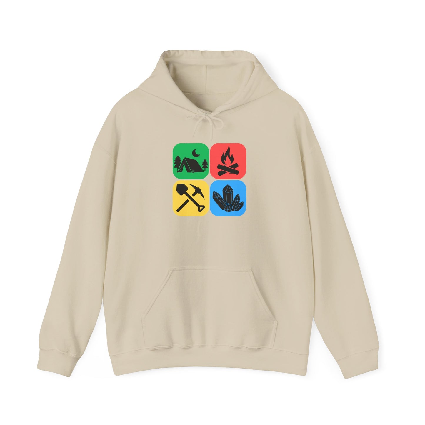 Color Block Icon Rockhound Hoodie Camping Adventure Unisex Hooded Sweatshirt