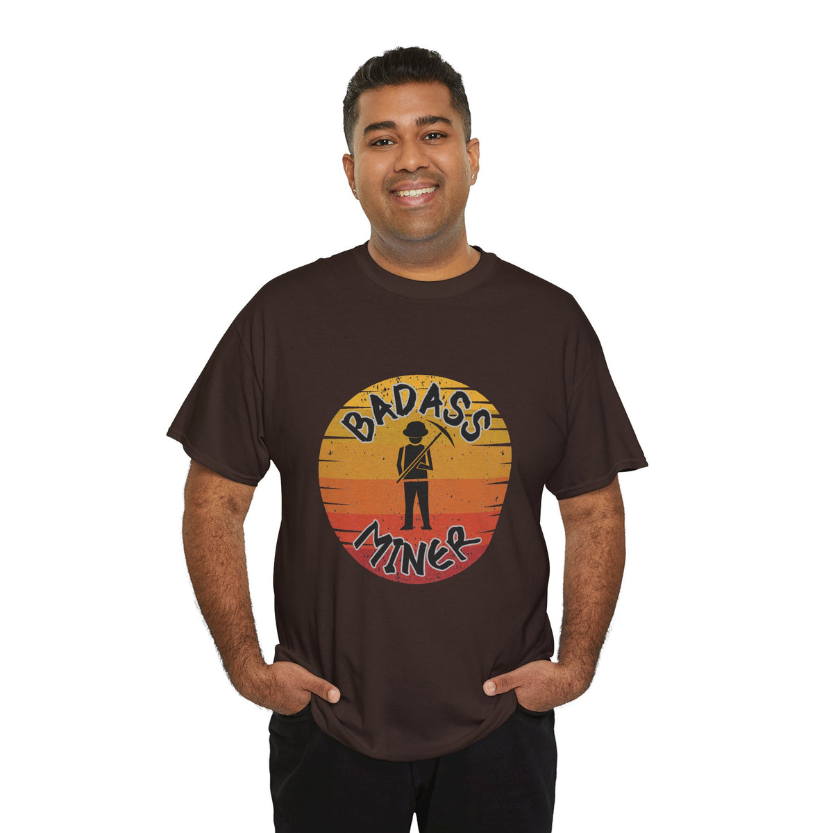 Badass Miner Rock Hammer Sunset Unisex Cotton Tee