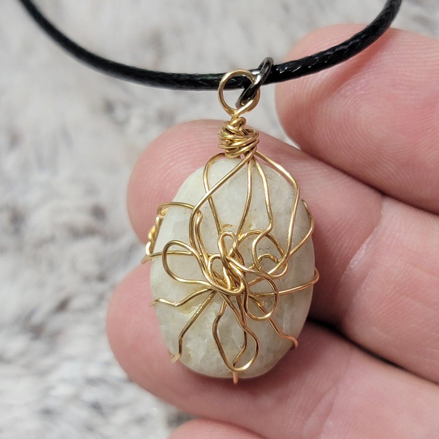 River Rock Necklace | Delicately Wire Wrapped Smooth Stone Pendant | Geology Themed Jewelry | Nature Themed Gift