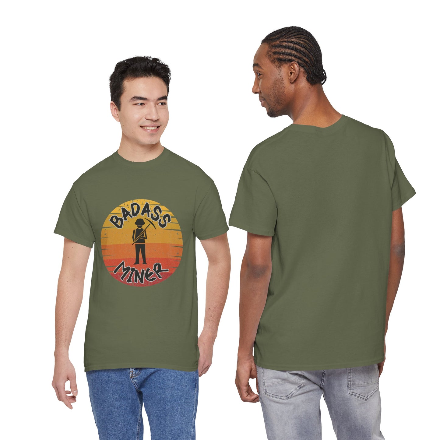 Badass Miner Rock Hammer Sunset Unisex Cotton Tee