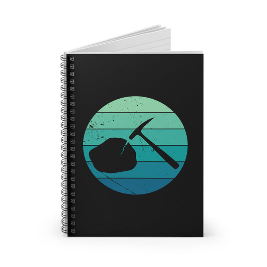 Rock Collector's Spiral Notebook - Rock Hammer Silhouette Ruled Line Journal for Geology Enthusiasts