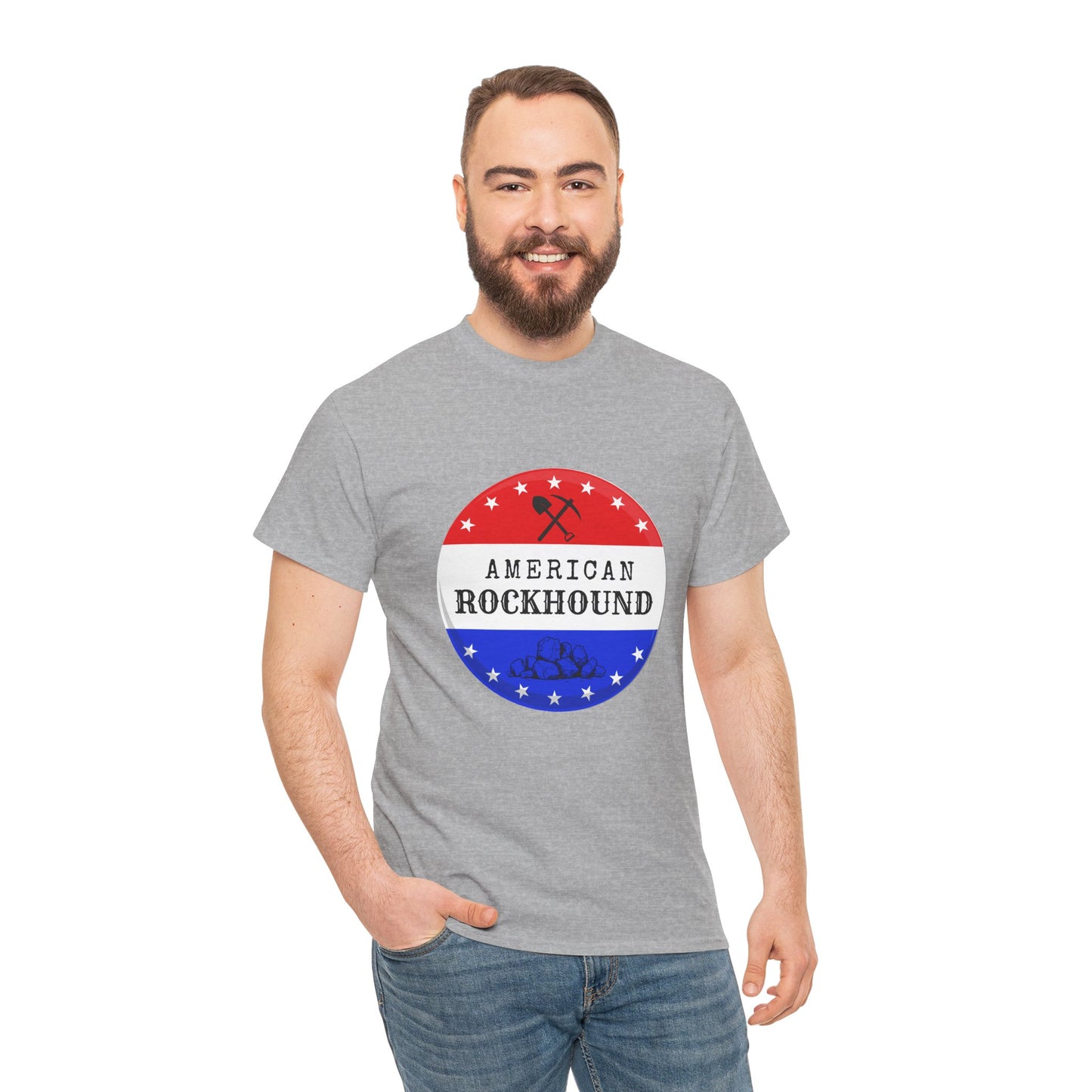American Rockhound Tee, Patriotic Rock Collector Shirt, Red White Blue Geology Gift