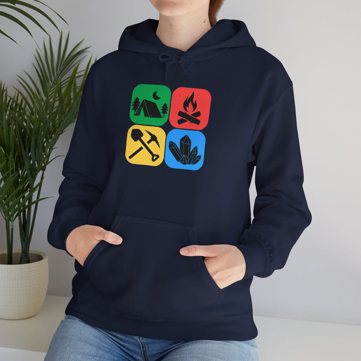 Color Block Icon Rockhound Hoodie Camping Adventure Unisex Hooded Sweatshirt