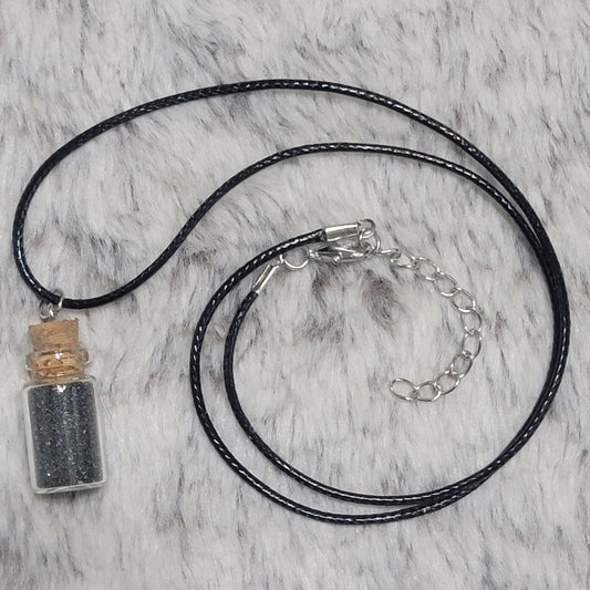 Magnetic Sand Bottle Necklace | Arizona Desert Souvenir | Black Sand in a Glass Jar | Geology Jewelry | Southwestern USA Vacation Gift