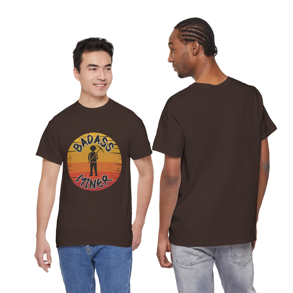 Badass Miner Rock Hammer Sunset Unisex Cotton Tee