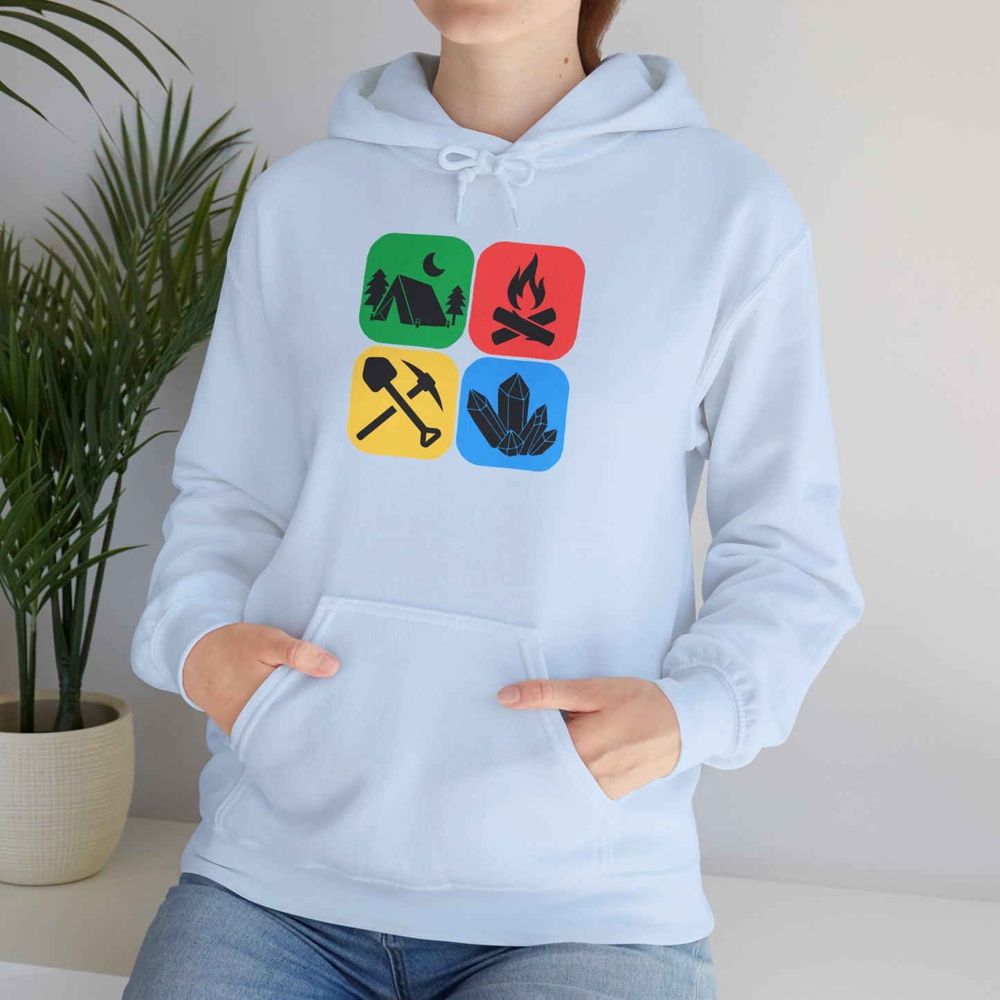 Color Block Icon Rockhound Hoodie Camping Adventure Unisex Hooded Sweatshirt