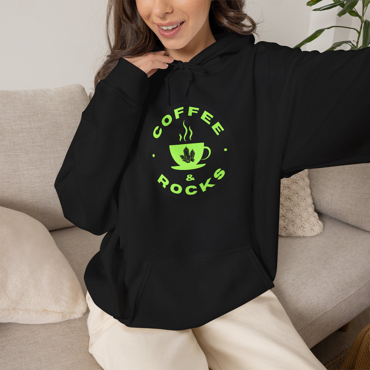 Coffee & Rocks Hoodie Cozy Geology Unisex Hooded Sweatshirt