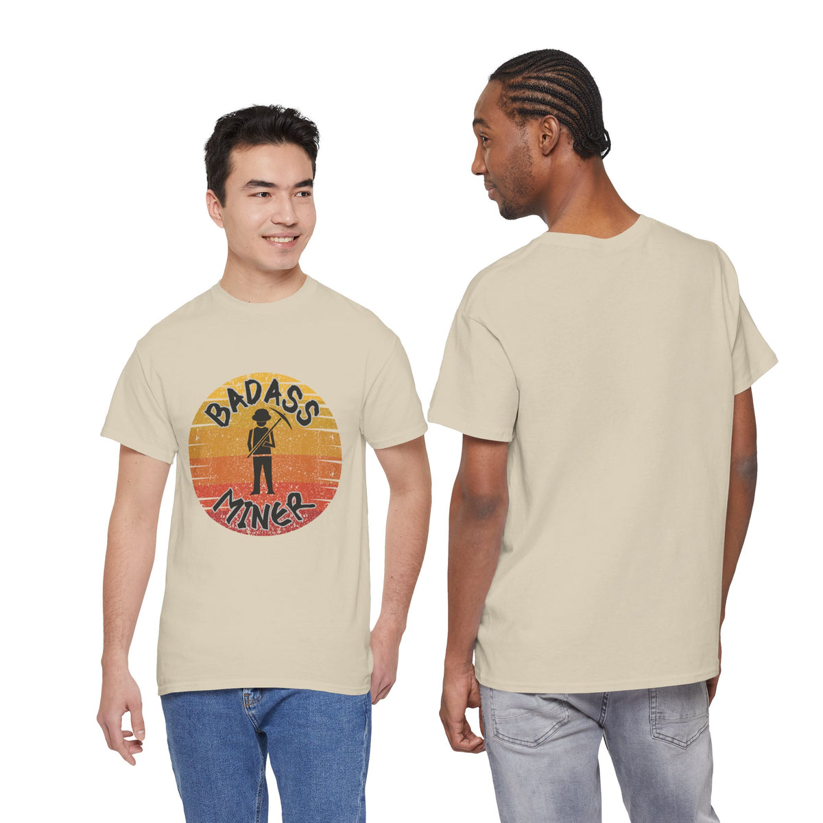 Badass Miner Rock Hammer Sunset Unisex Cotton Tee
