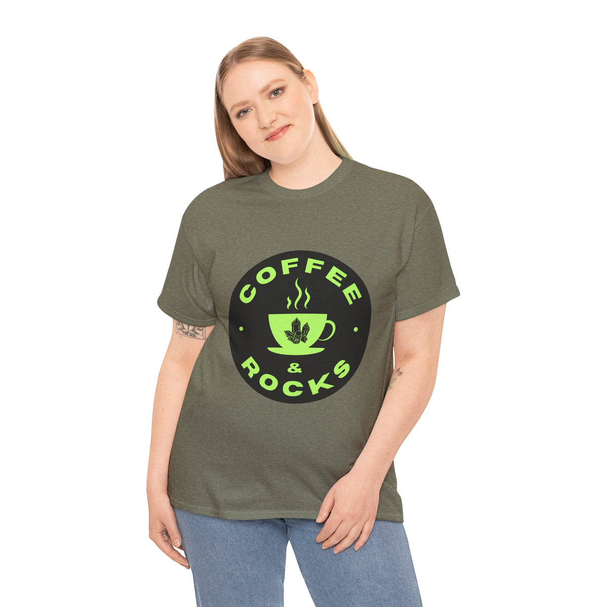 Coffee & Rocks Unisex Heavy Cotton Tee - Perfect for Geologist Coffee Lovers
