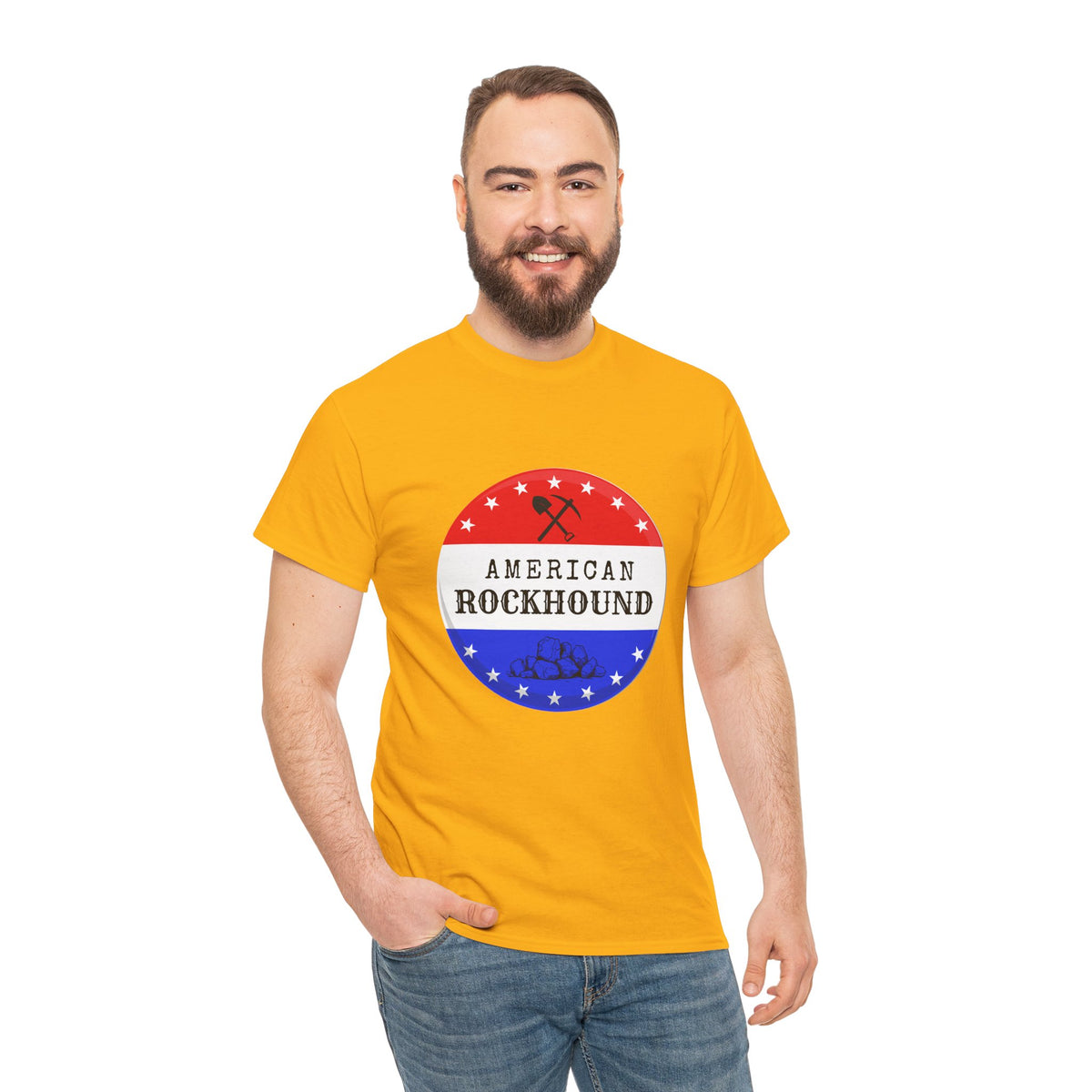American Rockhound Tee, Patriotic Rock Collector Shirt, Red White Blue Geology Gift