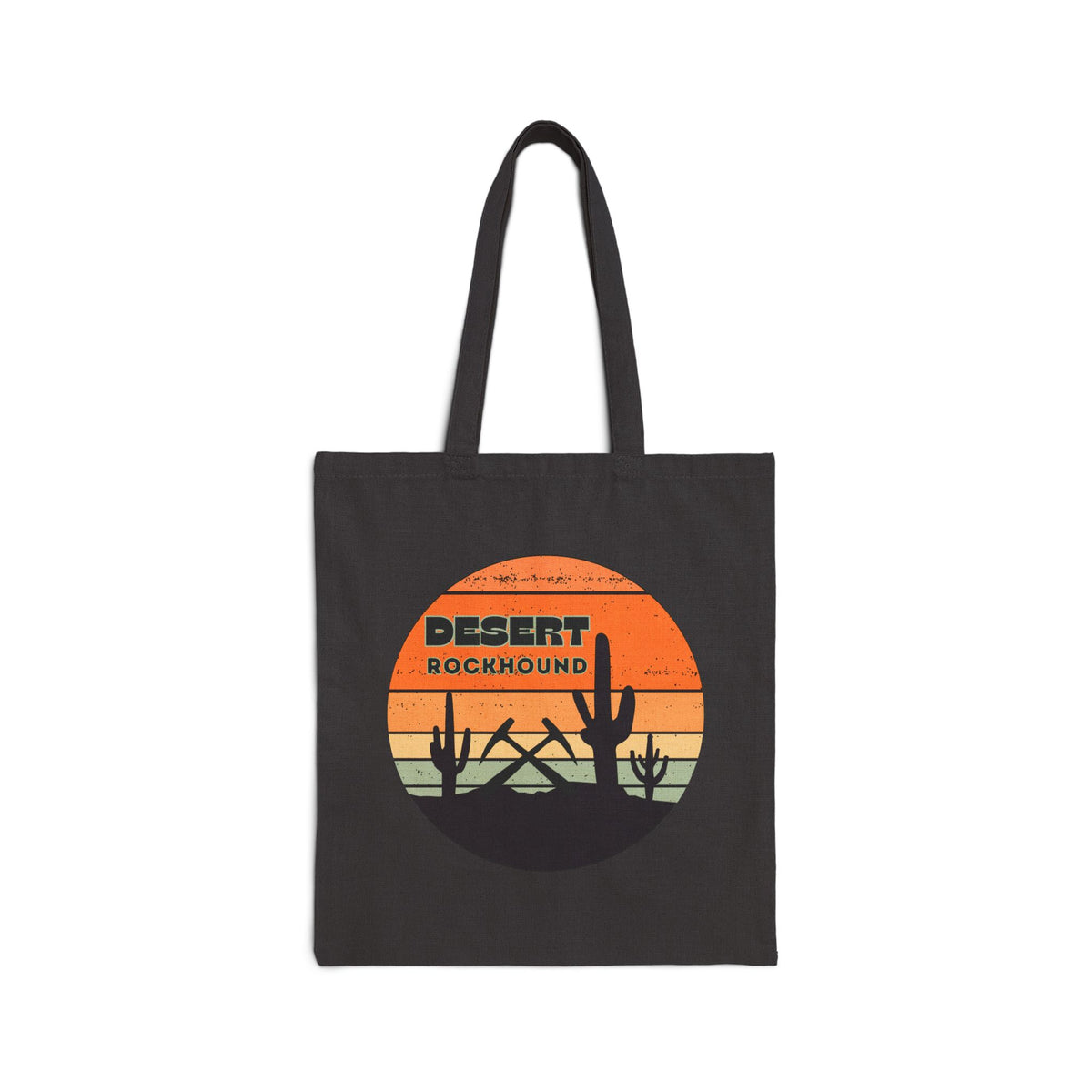 Desert Rockhound Tote Bag Cactus Scene Geology Rockhound Cotton Canvas