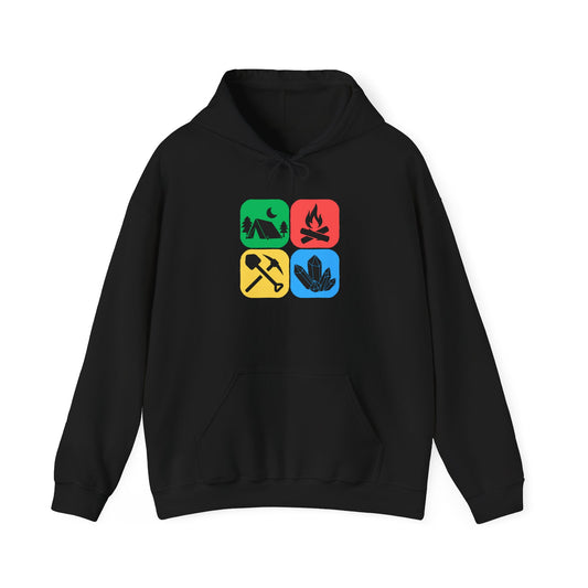 Camping Hoodie for Rockhounds, Geologists, & Crystal Digging Adventures - Unisex Hooded Sweatshirt