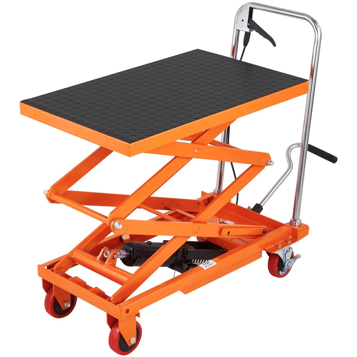 Hydraulic Lift Table Cart 330 lbs Capacity, Orange Powder-Coated Heavy-Duty Scissor Lift Cart