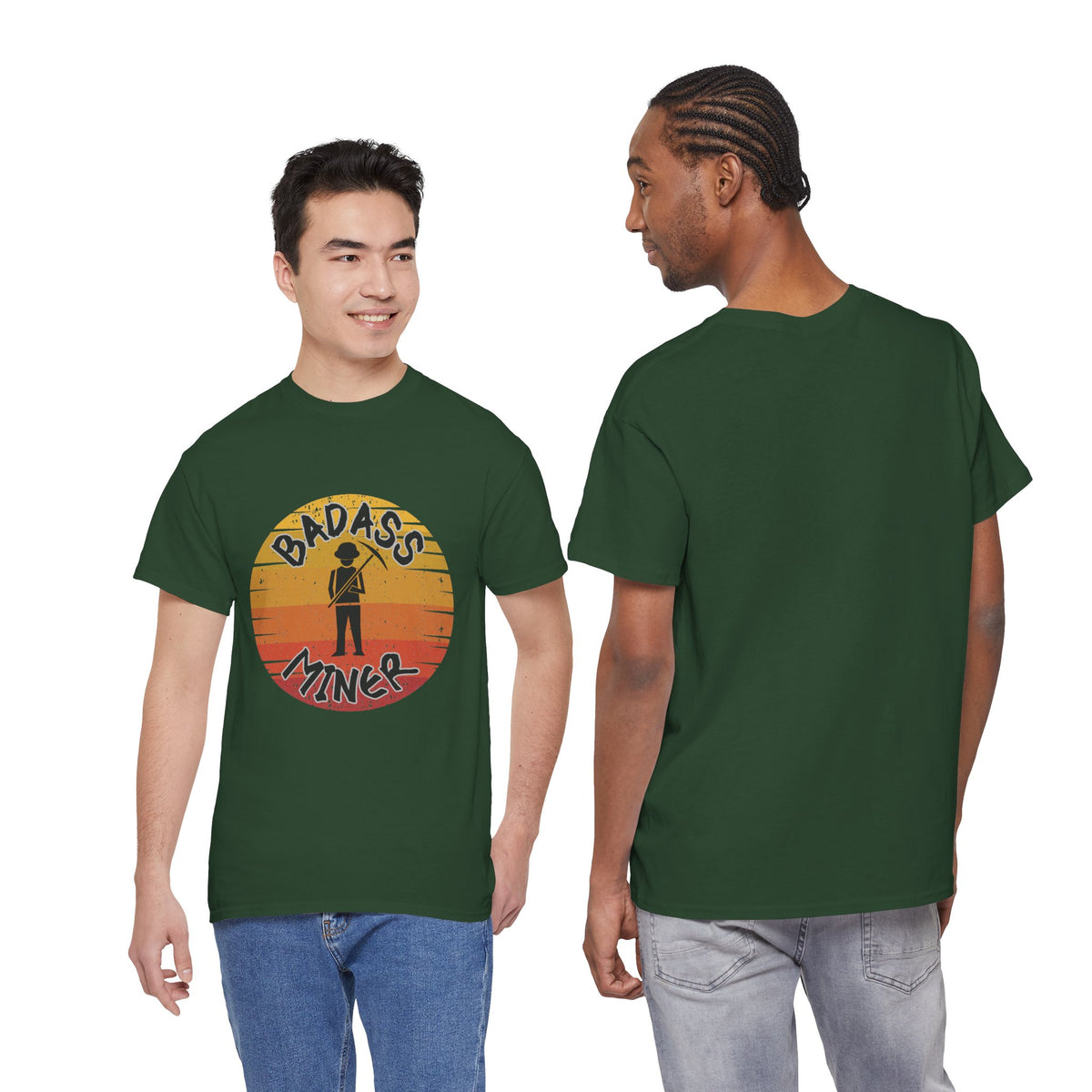 Badass Miner Rock Hammer Sunset Unisex Cotton Tee