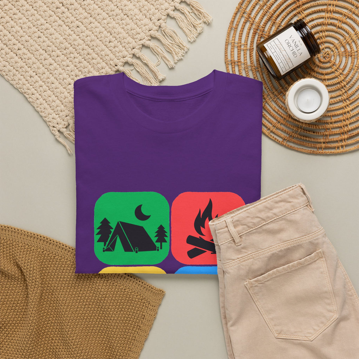 Color Block Icon Rockhound Camping Adventure Unisex Tee