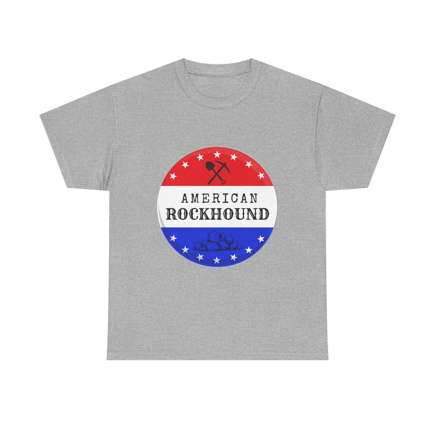 American Rockhound Unisex Tee, Red White Blue Rock Collector Shirt, Patriotic Mineral Top, Geology Gift, Crystal Tee, Geologist Apparel