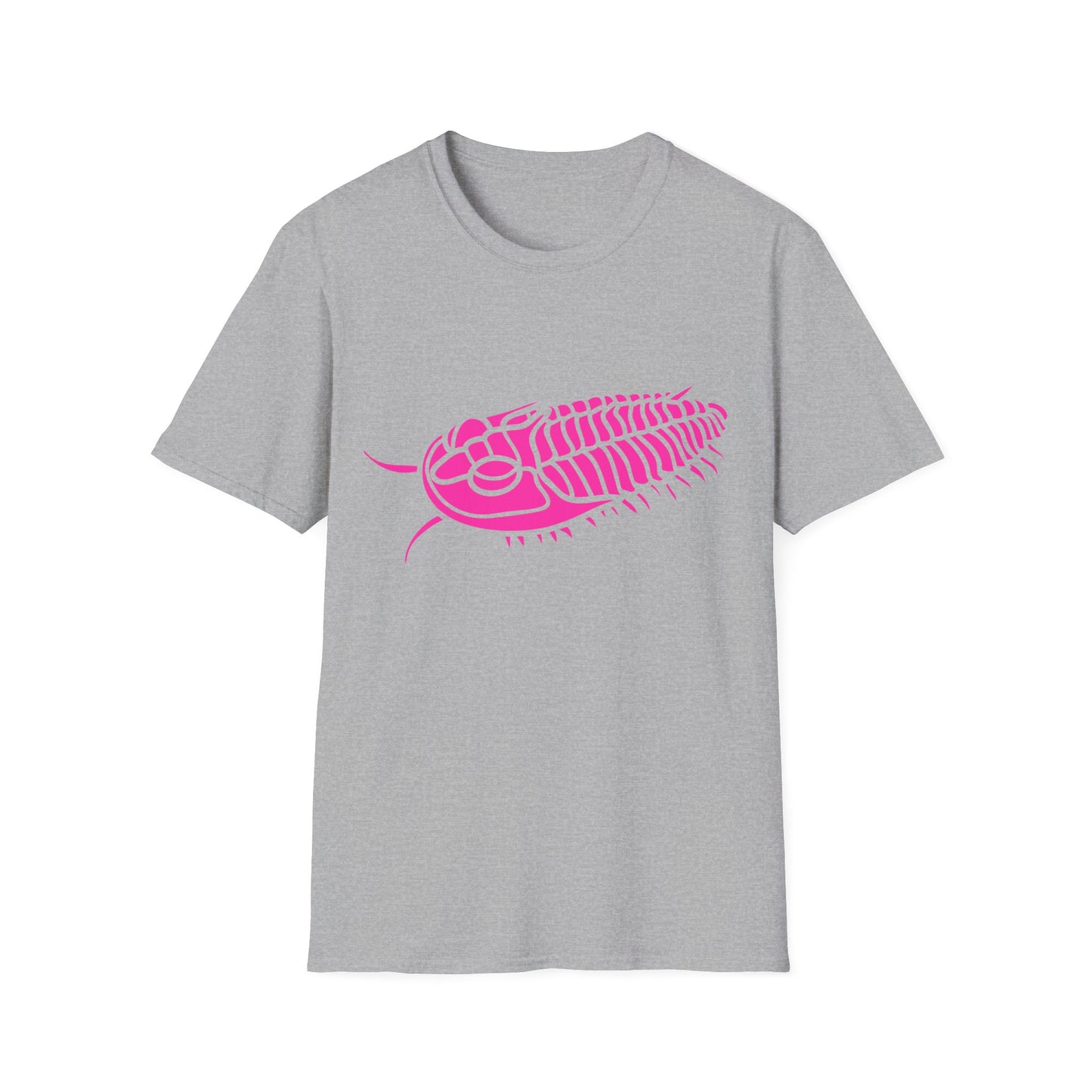 Neon Pink Trilobite Fossil Geology Shirt - Unisex Softstyle T-Shirt