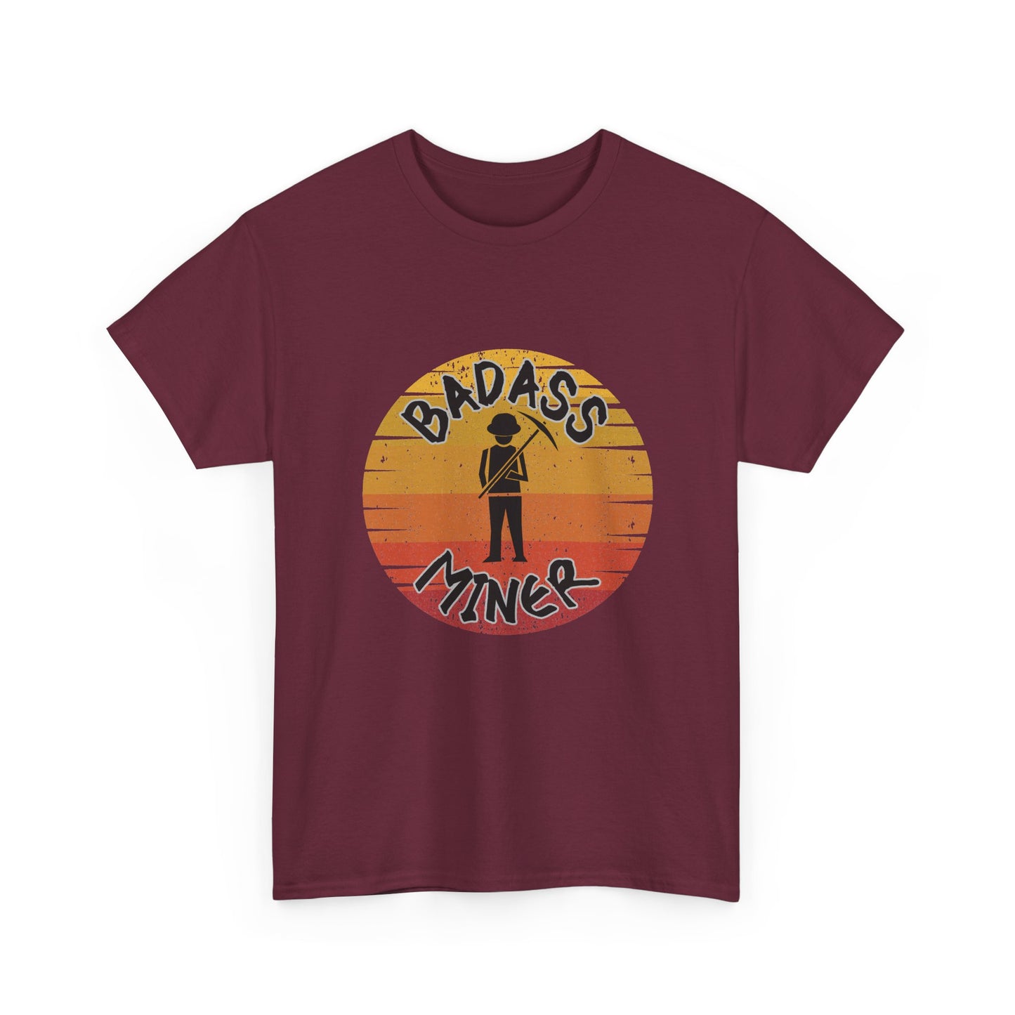 Badass Miner Rock Hammer Sunset Unisex Cotton Tee