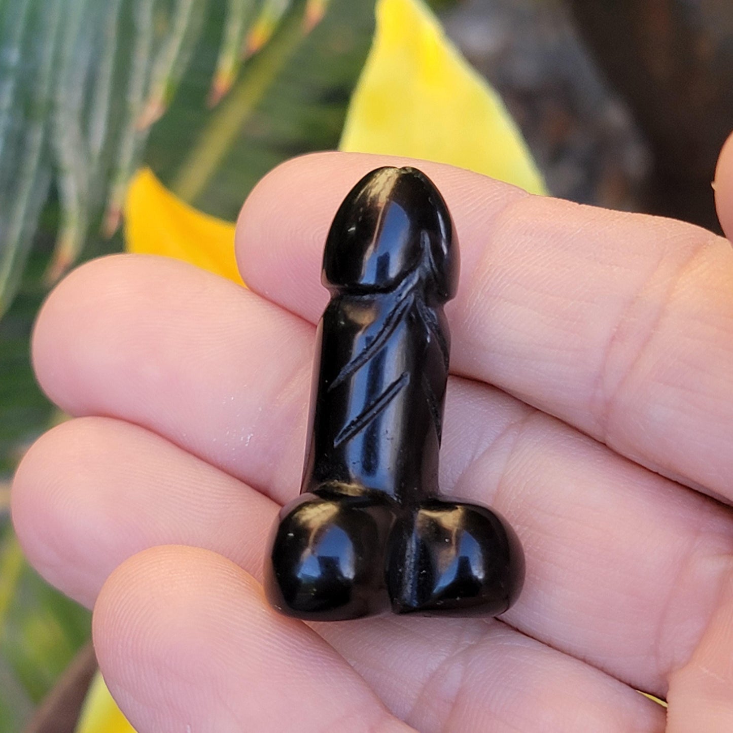 1.5" Miniature Carved Obsidian Penis | Black Gemstone Carving | Cute Funny Gift